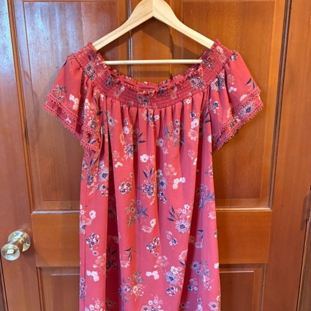 Xhilaration Pink Midi Sundress with Puff Sleeves